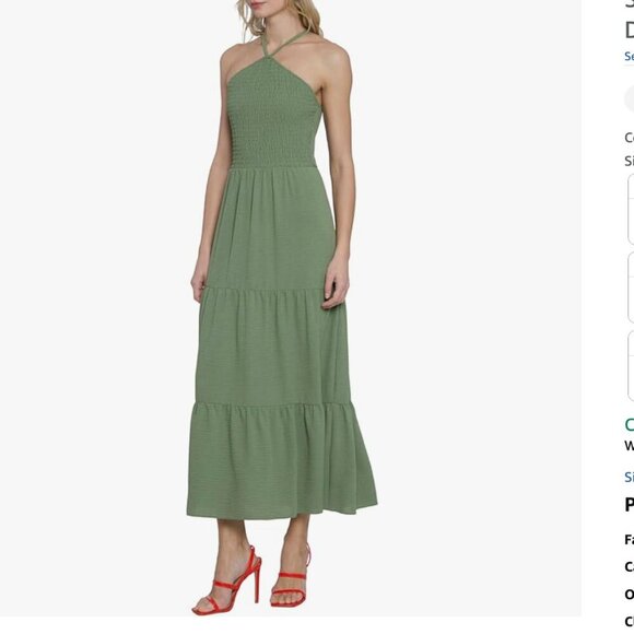Donna Morgan Halter A-line Maxi Sleeveless Casual Tiered Dresses in Moss Size 0 - Picture 2 of 5